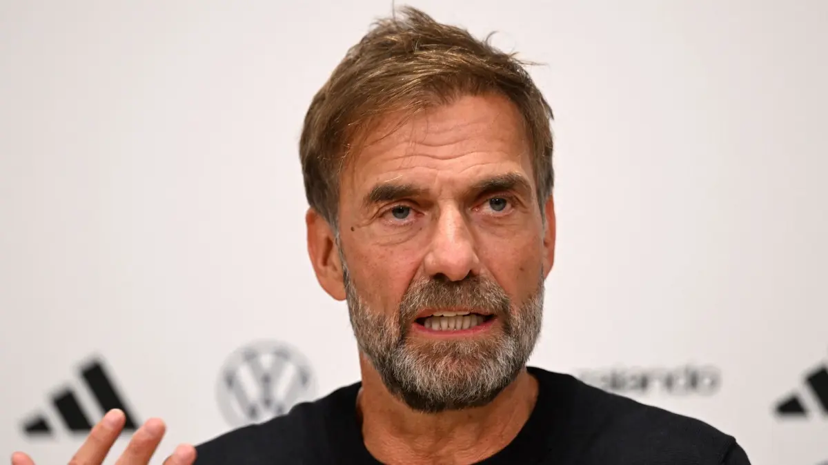 Fußball-Nationalmannschaft: Pressekonferenz: Fußball: Nationalmannschaft, Deutschland, Pressekonferenz vor dem ersten Nations-League-Spiel gegen die Niederlande. Bundestrainer Jürgen Klopp spricht bei der Pressekonferenz. (zu dpa: «Kein Titelversprechen von Klopp: Start «als Derby annehmen»»)