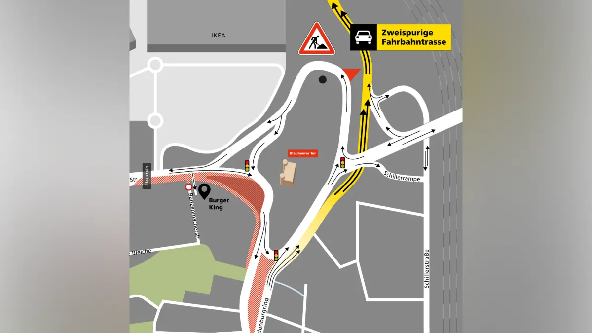 Verkehrsführung im Blaubeurer "Spatz" vom 28.9.bis 25.10.