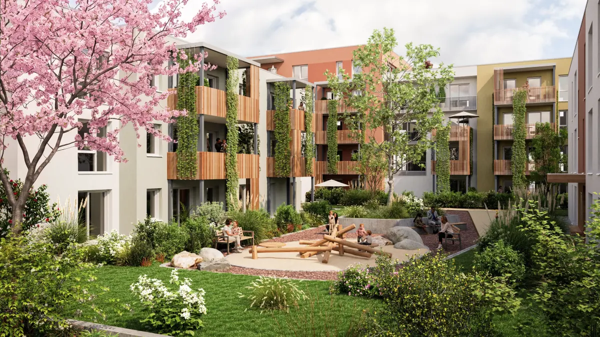 Noch ist es eine Visualisierung: So soll die Mitarbeiterwohnanlage von Erbe Elektromedizin in den Mössinger Höfen aussehen. Hofmann Haus plant 50 Wohnungen in drei Gebäuden mit begrüntem Innenhof. Wenn alles nach Plan läuft, erfolgt noch in diesem Jahr der Spatenstich. Visualisierung: Hofmann Haus