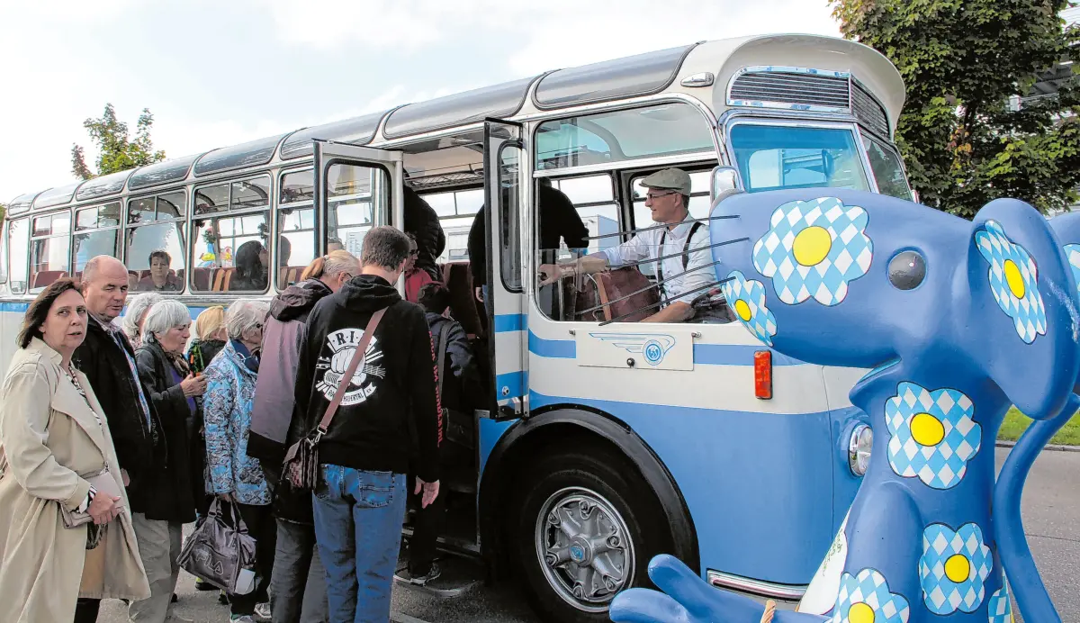 Zwei Oldtimer-Busse sorgen für Shuttle-Service.