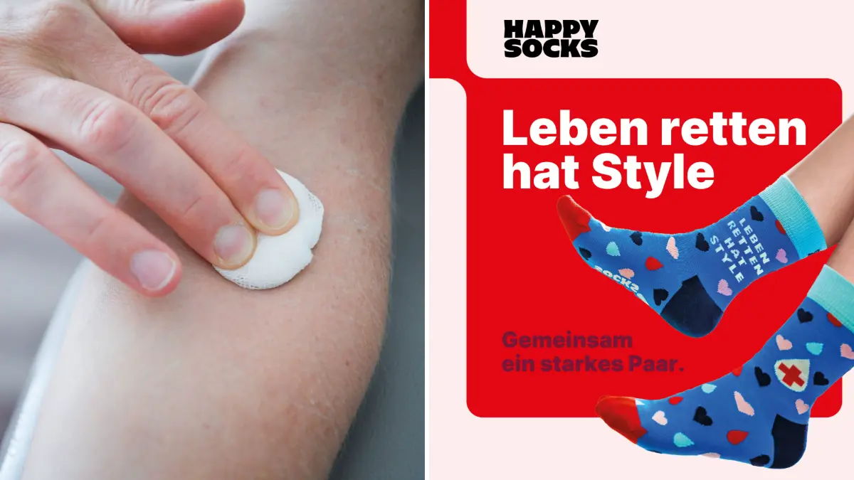 Wer zum ersten Mal Blut spendet, kriegt diesen Herbst diese Socken dazu.