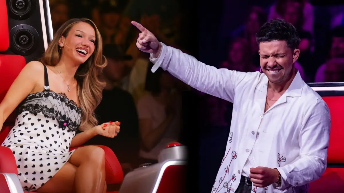 Titel: The Voice of Germany;
Staffel: 16;
Person: Shirin David; Nico Santos;
Copyright: Joyn/Dung Nguyen/Claudius Pflug;
Fotograf: Joyn;
Bildredakteur: Nadine Vaders;
Dateiname: 3450584.jpg;
Rechtehinweis: Dieses Bild darf honorarfrei für redaktionelle Zwecke und nur im Rahmen der Programmankündigung verwendet werden. Andere Veröffentlichungen sind nur nach Rücksprache und ausdrücklicher Genehmigung der Seven.One Entertainment Group GmbH möglich. Nicht für EPG! Verwendung nur mit vollständigem Copyrightvermerk. Das Foto darf nicht verändert, bearbeitet und nur im Ganzen verwendet werden. Es darf nicht archiviert werden. Es darf nicht an Dritte weitergeleitet werden. Aneinanderreihung/Zusammenlegung/Kopplung von Bildern zum Zweck der Erstellung von Slide-Shows o.ä. nicht gestattet; Verbindung/Einfügen/Anfügen von Werbung nicht gestattet. Das Bild kann KI generierte Elemente enthalten.
Bei Fragen: foto@seven.one
Voraussetzung für die Verwendung dieser Programmdaten ist die Zustimmung zu den Allgemeinen Geschäftsbedingungen der Presselounges der Sender der Seven.One Entertainment Group GmbH.