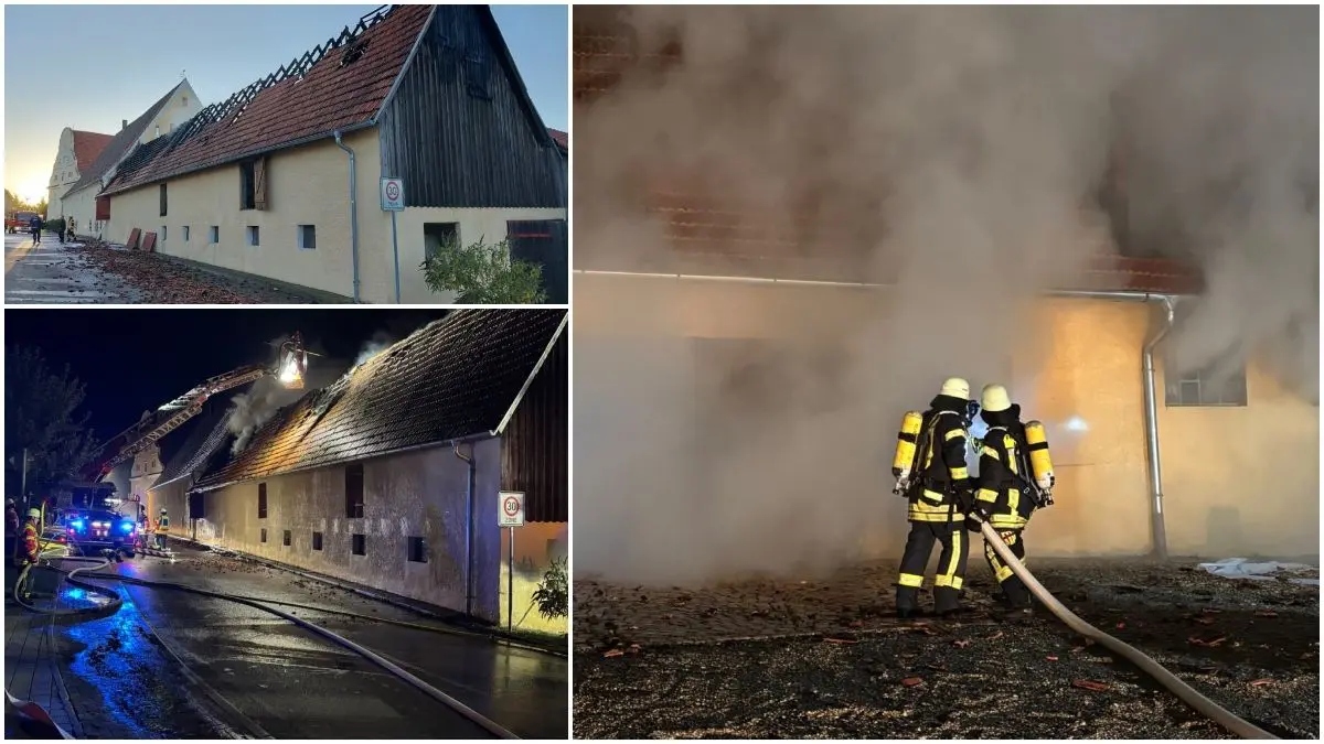 In einem Nebengebäude des Altheimer Schlosses ist in der Nacht zum Samstag ein Brand ausgebrochen. Der Einsatz dauert auch am Morgen weiter an.