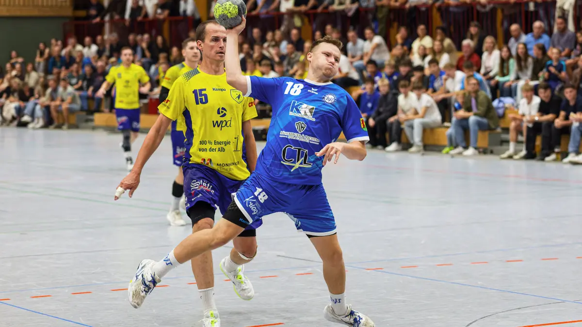 Handball Landesliga: Handball Landesliga; TV Treffelhausen - TV 1893 Neuhausen Erms;
Marcel Nagel (TV Treffelhausen, #18);
26.09.2026; Alb-Sporthalle, Böhmenkirch.
Foto: Thomas Madel