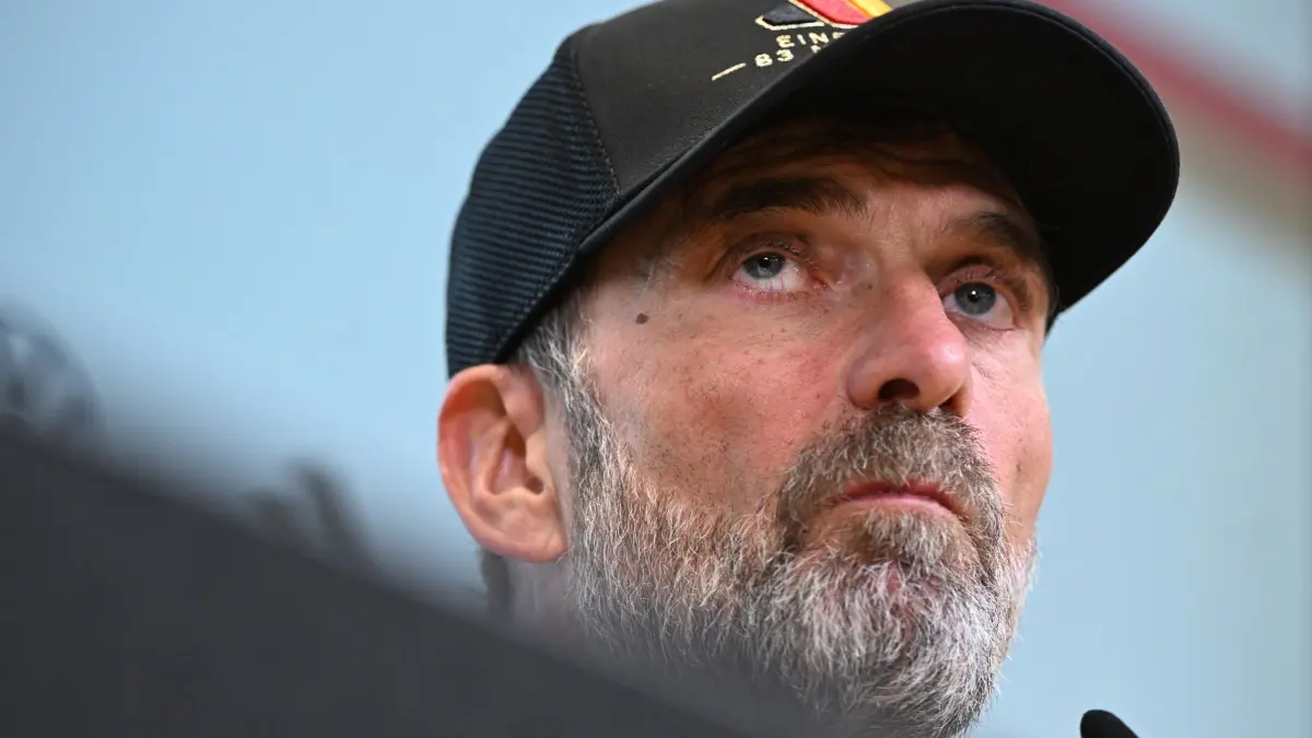 Deutschland - Griechenland: 27.09.2026, Bayern, Augsburg: Fußball, Männer, Nations League A, Deutschland - Griechenland, Gruppe 2, Spieltag 2, WWK Arena, Bundestrainer Jürgen Klopp (Deutschland) nimmt an der Pressekonferenz nach dem Spiel teil. (zu dpa: «Platz eins weit weg: Das droht Klopp in der Nations League») Foto: Sven Hoppe/dpa +++ dpa-Bildfunk +++