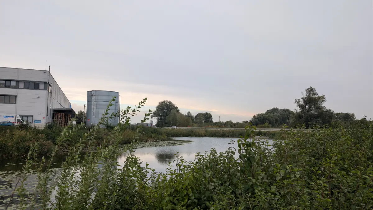 Der Mühlausee beim Unterelchinger Gewerbegebiet.