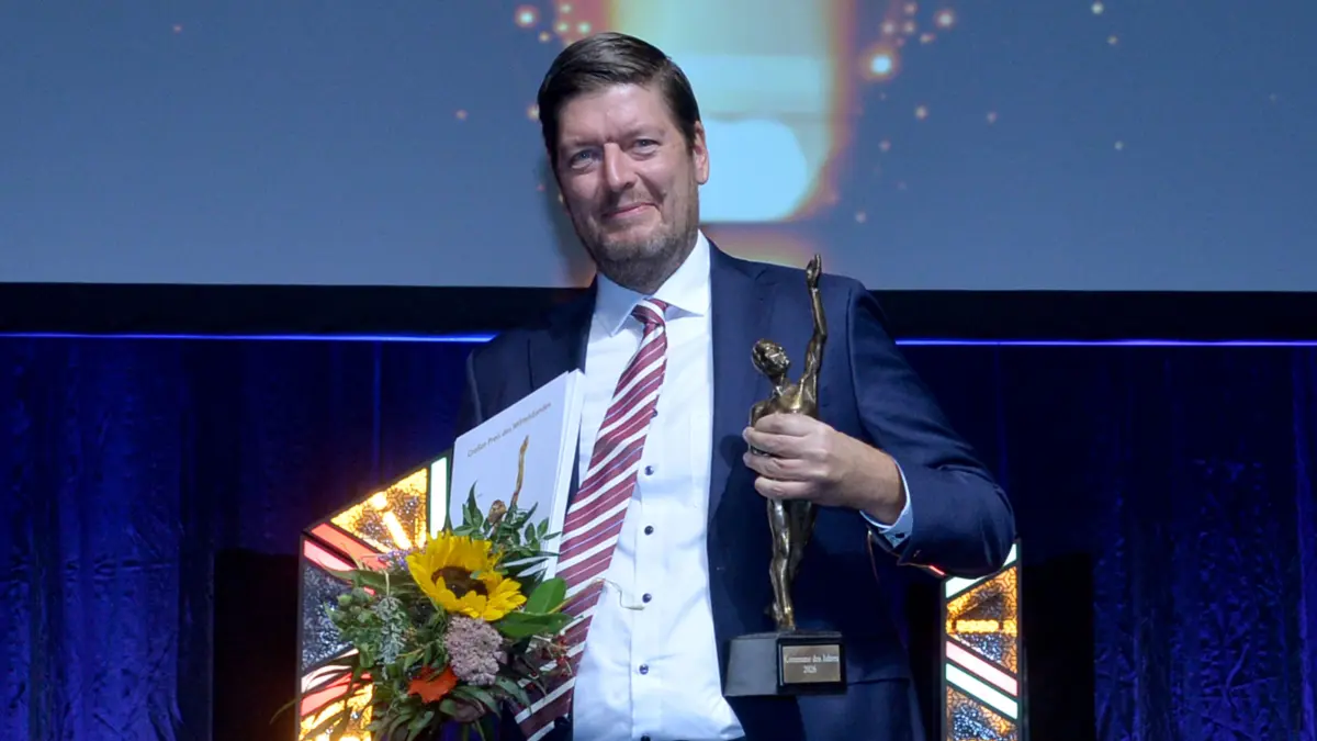 Tübingens Wirtschaftsförderer Thorsten Flink bei der Preisverleihung.