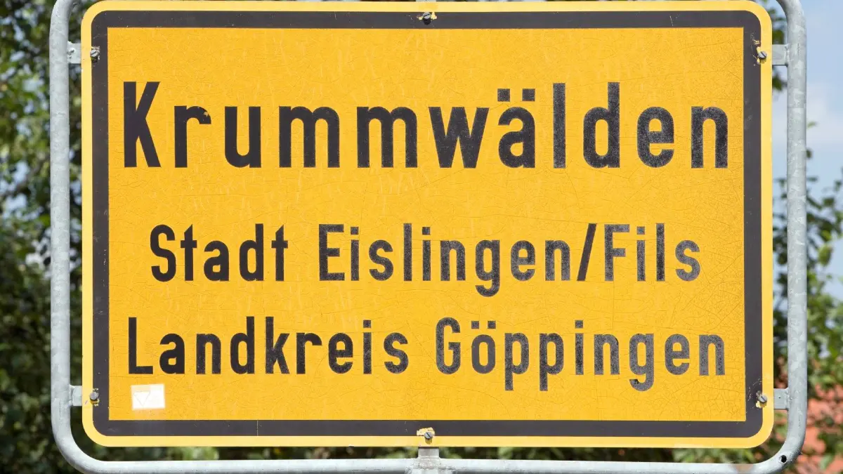 Ortsschild Krummwälden Stadt Eislingen