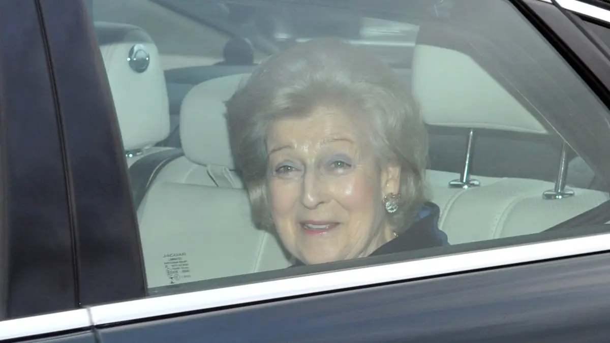 London, United Kingdom. Royals leave Buckingham Palace after attending the Queen s Christmas Party. Pictured is Princess Alexandra of Kent arriving at Buckingham Palace. (2014)