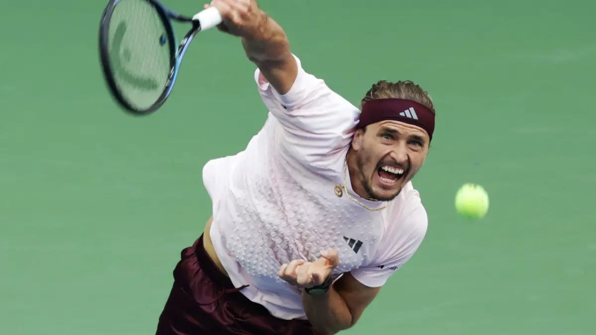 Alexander Zverev: Tennis: Grand Slam/ATP-Tour - US Open, Einzel, Männer, Finale,
Zverev (Deutschland) - Shelton (USA). Alexander Zverev in Aktion. (zu dpa: «Tennisstar Zverev auch in Peking mit Auftaktsieg»)
