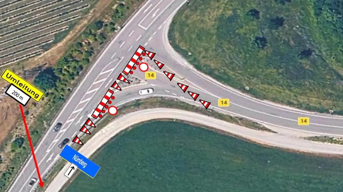 Sofort gesperrt: Der Autobahnzubringers B14A in Richtung A6 an der Westumgehung Schwäbisch Hall: Eine Umleitung zur A6 ist ab sofort über die Anschlussstelle Kupferzell eingerichtet.
