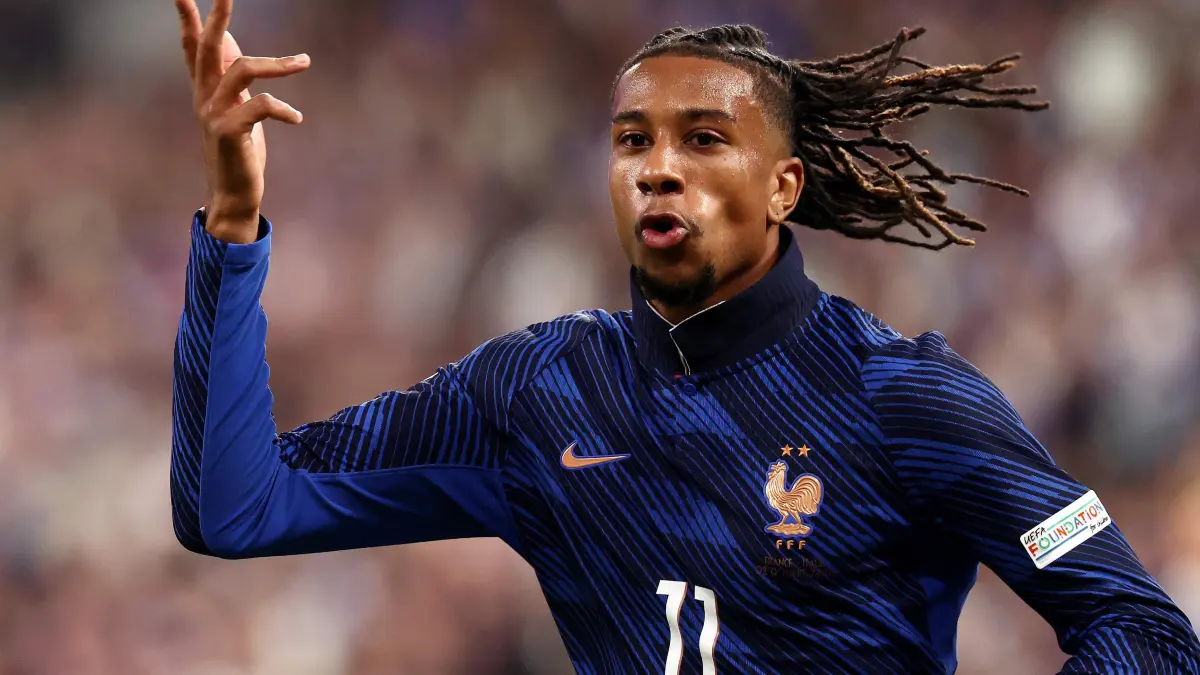 FBL-EUR-NATIONS-FRA-ITA: France's forward #11 Michael Olise reacts during the UEFA Nations League, league A day 3: Group 1, football match between France and Italy at the Stade de France stadium in Saint-Denis, near Paris, on October 2, 2026. (Photo by FRANCK FIFE / AFP)