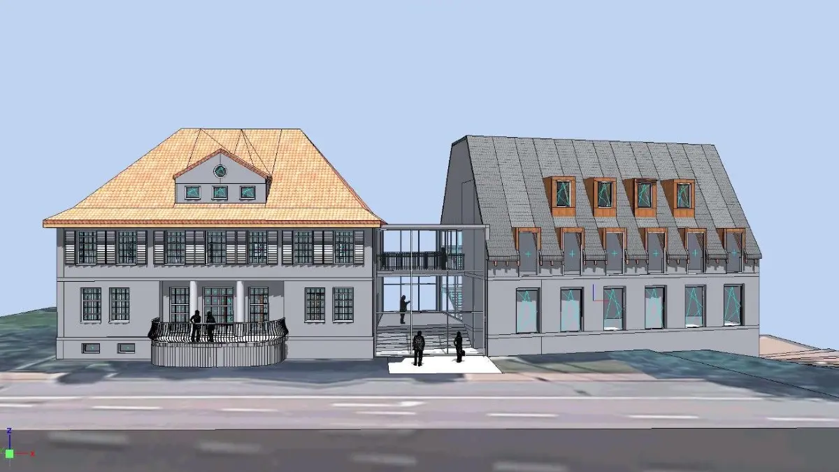 Neues Rathaus Michelfeld, erste Skizze von Architekt Alexander Beck