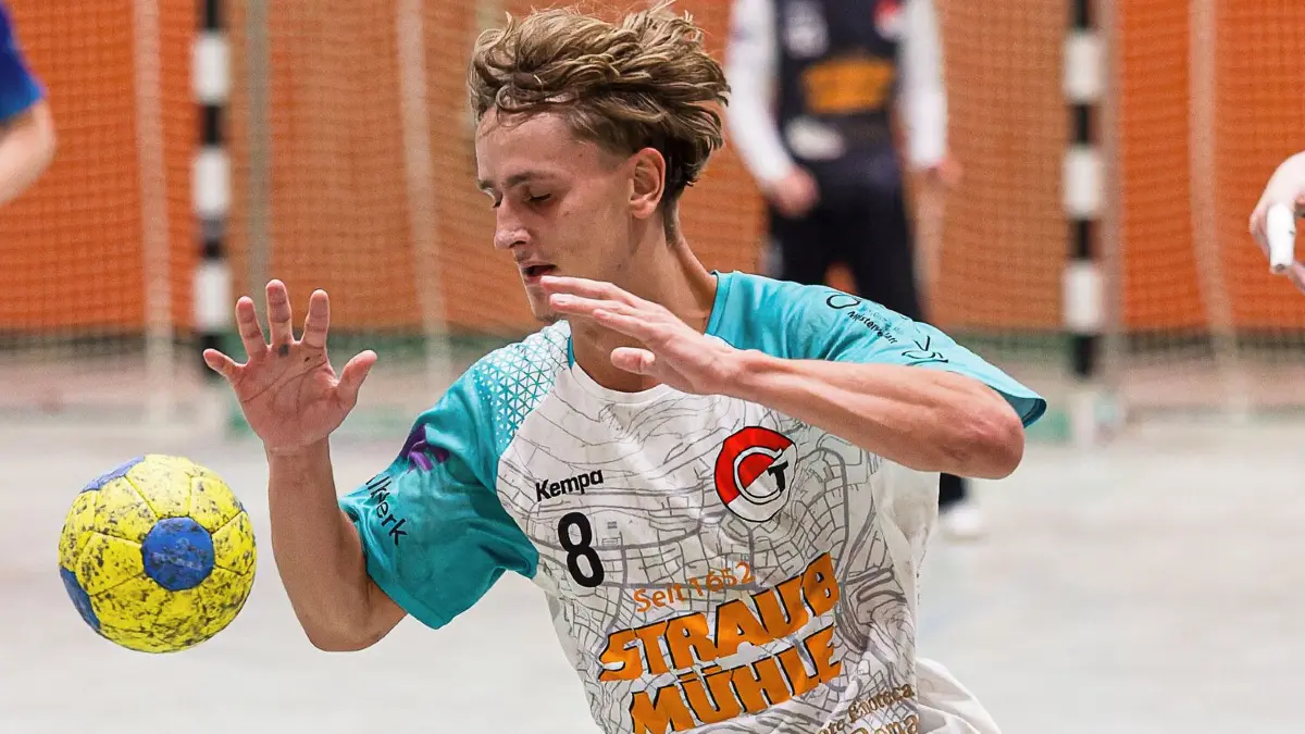 Handball Landesliga: Handball Landesliga; TG Geislingen - BW Feldkirch;
Claudius Schurr (TG Geislingen, #8);
11.10.2026; Michelberghalle, Geislingen.
Foto: Thomas Madel