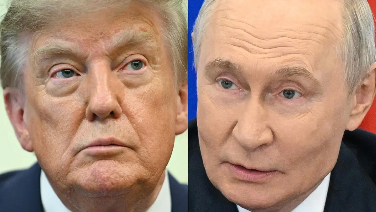 FILES-COMBO-US-POLITICS-RUSSIA-OIL-SANCTION: (FILES) (COMBO) This combination of pictures created on August 11, 2026 shows (L/R) US President Donald Trump in the Oval Office of the White House in Washington, DC, on August 10, 2026 and in this pool photograph distributed by the Russian state agency Sputnik, Russia's President Vladimir Putin in the Novosibirsk region on August 11, 2026. Seven US senators from both parties issued a statement on 11 October, 2026 questioning the legality of President Donald Trump's deal to allow Russian diesel exports despite a US ban in place since Moscow's invasion of Ukraine. Trump on October 9, 2026 announced an agreement with his Russian counterpart Vladimir Putin to release a massive quantity of diesel in exchange for temporarily easing US sanctions, a deal that drew swift backlash from Ukraine, the EU and several American lawmakers. (Photo by Jim WATSON and Kristina Solovyova / various sources / AFP)