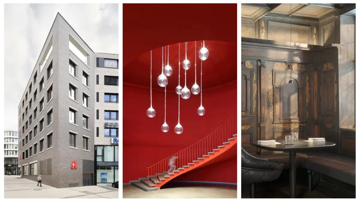 Drei der ausgezeichneten Projekte (von links): die Neue Apotheke in der Bahnhofstraße, die Erweiterung der Jörg-Syrlin-Grundschule und der Umbau des Hotels Bäumle.