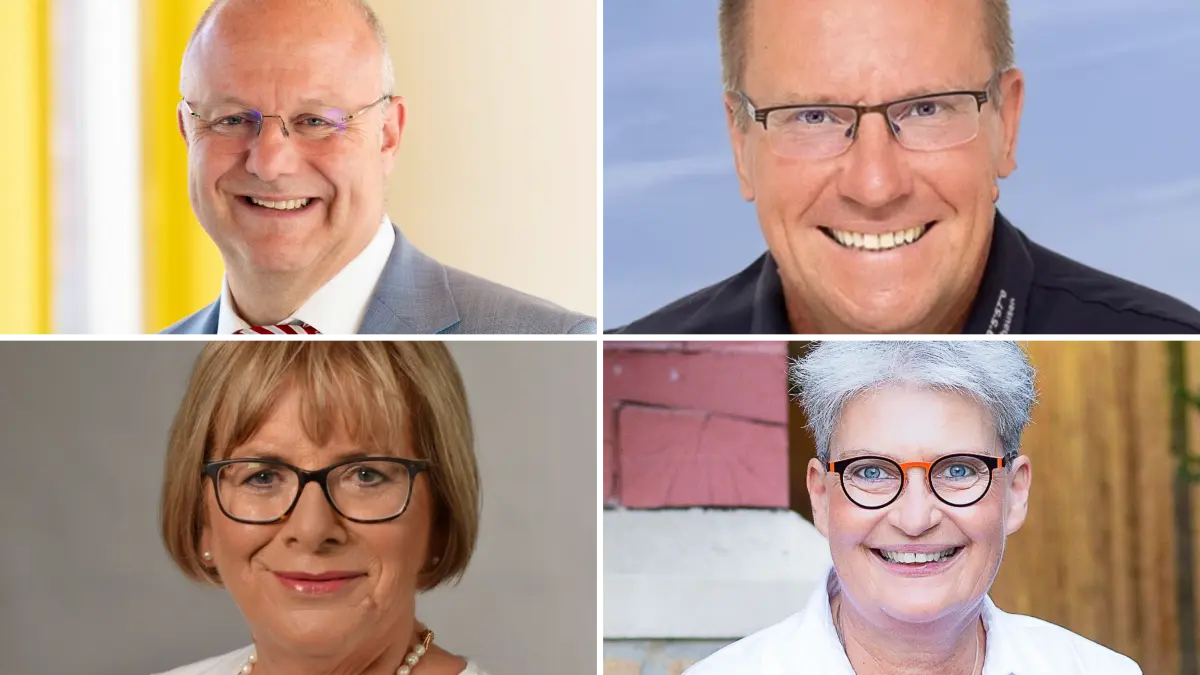 Diese vier wollen an die Rathausspitze in Dettenhausen: Thomas Engesser, Daniel Gruner, Michaela Teltschik, Christel Beck (von links oben im Uhrzeigersinn).