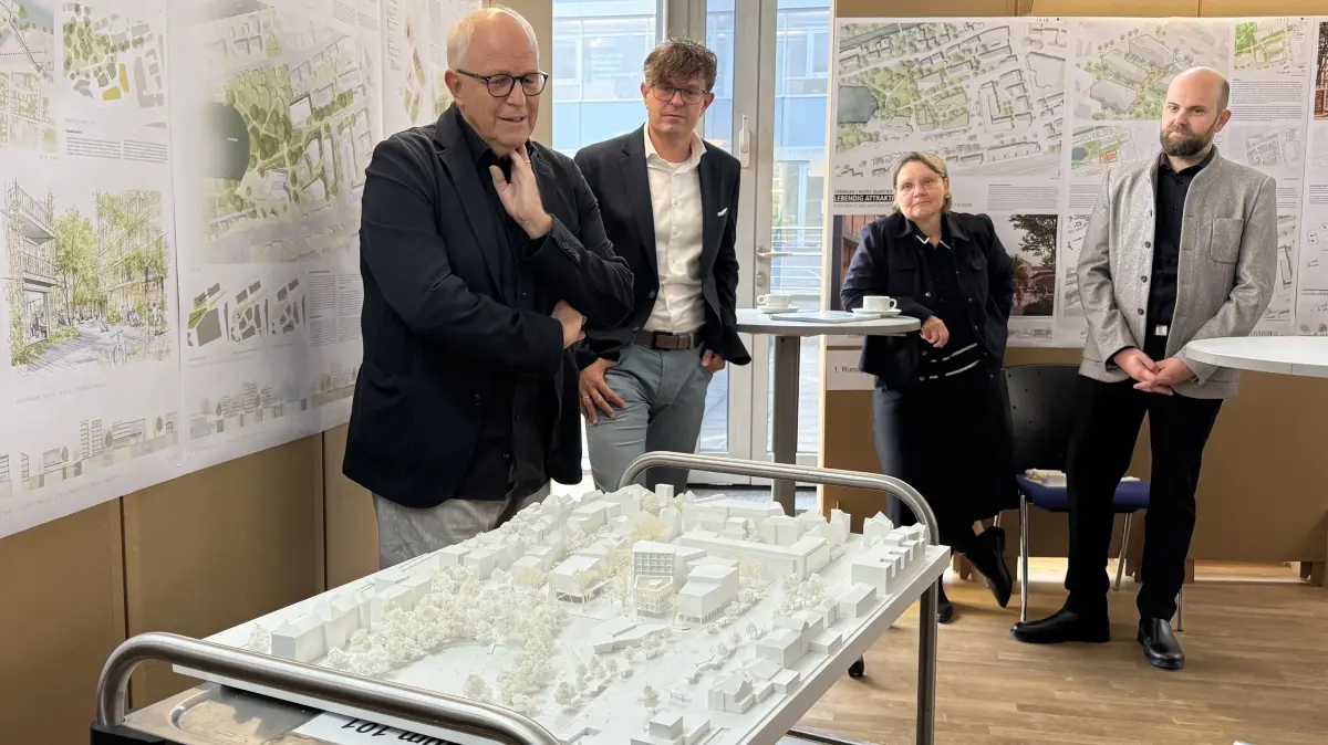 Tübingen Entwicklungsfläche am Europaplatz Wettbewerb Siegerentwurf (von links): Mathias Hähnig, Christian Wild, Katrin Korth, Max Hansen
