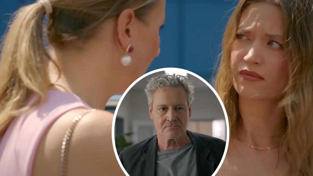 Isabelle (Ania Niedieck) will nichts mit Leopold (Stephan Benson) zu tun haben. Rechts Nathalie (Amrei Haardt)