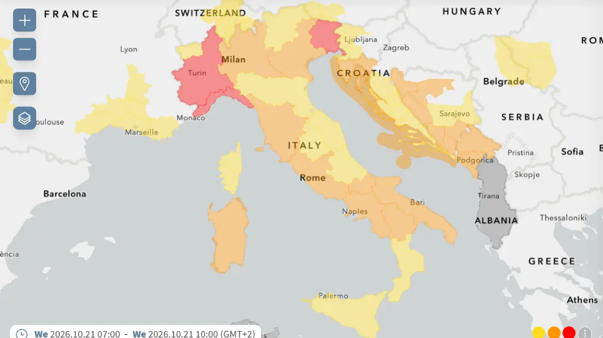 Die aktuellen Unwetterwarnungen für Italien.