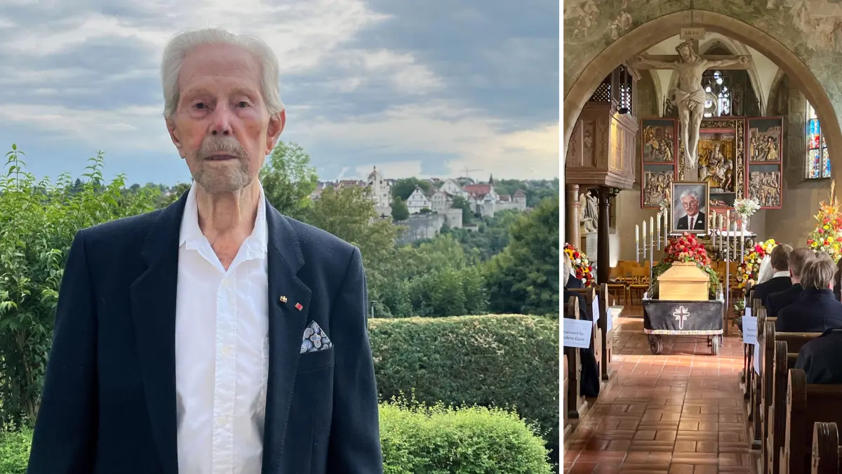 Trauerfeier Beerdigung Hermann Frank, ehem. Bürgermeister der Stadt Vellberg (1948 bis 1986), Beisetzung auf der Stöckenberg