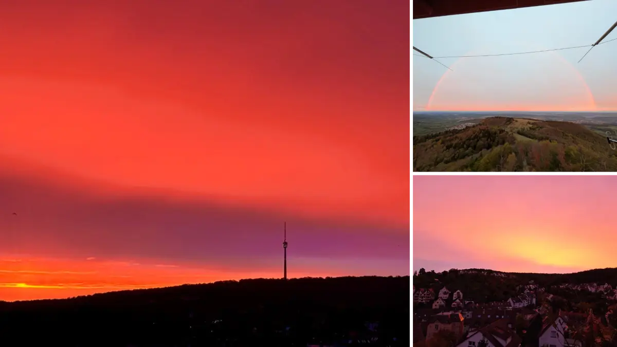Das Morgenrot am Freitagmorgen über Stuttgart.