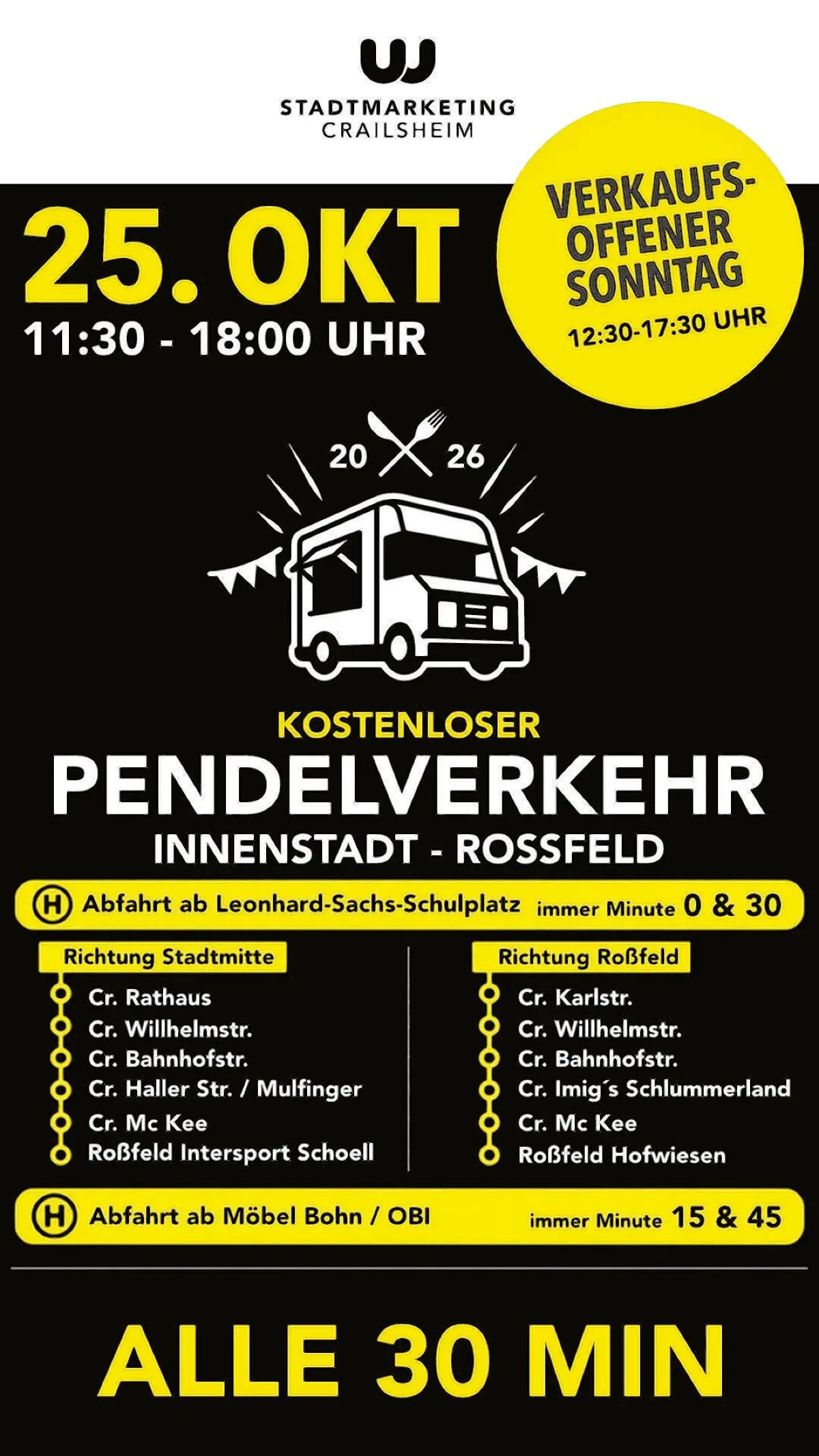 Der Pendelbus fährt im 30-Minuten-Takt.