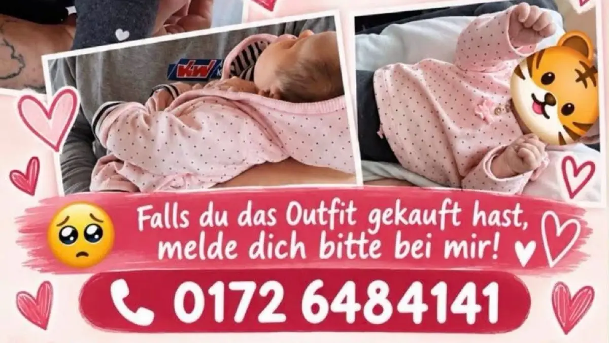 Aus Versehen verkaufte Babysachen dringend gesucht: Jasmin Rölle wünscht sich eine Erinnerung an ihre verstorbene Mutter zurück.