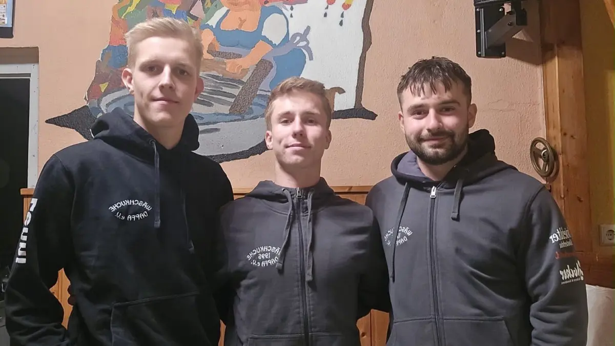 Der neue Vorstand der "Wäschkuche Dapfa": Lennart Rehm, Luis Grebitus und Silas Werner.